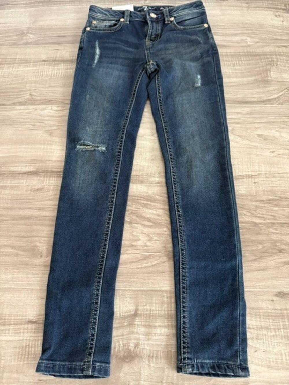 NWT 7 For All Mankind Girl's Distressed The Skinny Jeans - Size: Youth 10